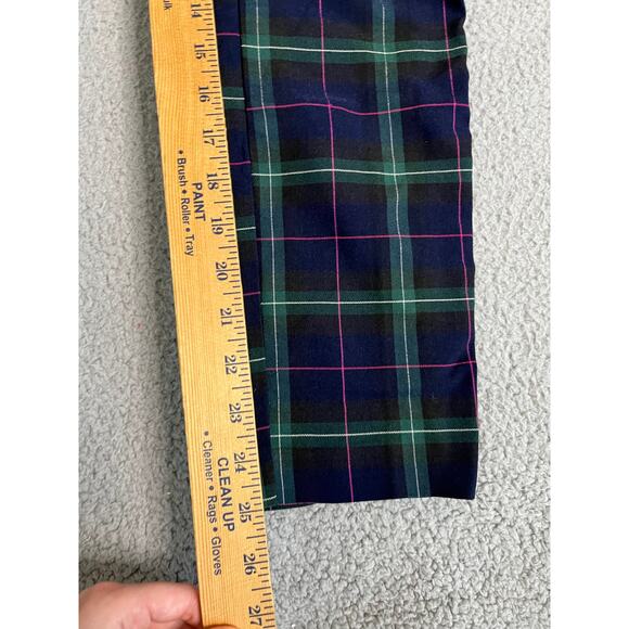 Autres Filles Pants Small Plaid Pull On Slim Straight Blue Green Academic Punk - Picture 8 of 11